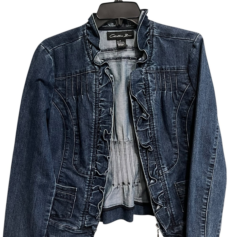 Blue Denim Ruffle Jacket